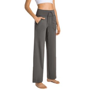 Custom Women's Versatile Fitness <b>Pants</b> Waist Drawstring Large Pocket Wide Leg <b>Yoga</b> <b>Pants</b> High Waisted Spandex/Nylon <b>Yoga</b> <b>Pants</b> - Product Image 1