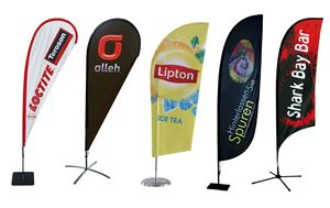 ธงโฆษณาธุรกิจกลางแจ้งแบบขนนกพิมพ์โลโก้สองด้าน QM Teardrop พร้อมป้ายโฆษณา - Product Image 2
