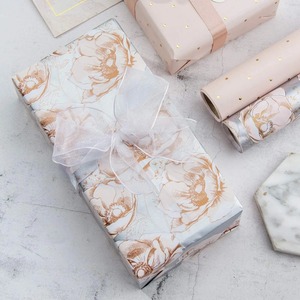 Floral Metallized Gift <b>Wrap</b> <b>Paper</b> <b>Roll</b> 100GSM Eco-Friendly Double Side Coated for Craft and Packaging - Product Image 4