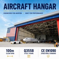 Hangar para Jets Comerciales, Estructura de Acero, Hangar para Aviones Privados, Almacenamiento, Instalación Aeroportuaria, Sin Columnas