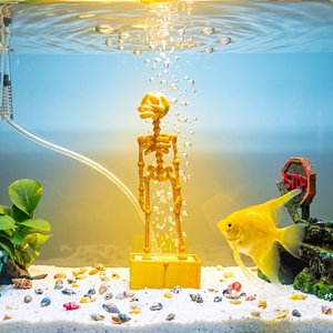 Esqueleto Bailarín Dorado PLA, Piedra Difusora de Aire para Acuario, Adorno de Halloween para Pecera - Product Image 2