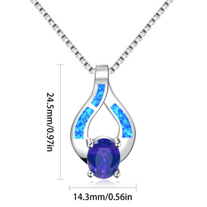 สร้อยคอหัวใจบลูโอปอล ไวรัลในติ๊กต็อก |   จี้นกนกขุนทองชุบเงินทองแดง เครื่องประดับสไตล์โบฮีเมียน ขายส่ง - Product Image 2