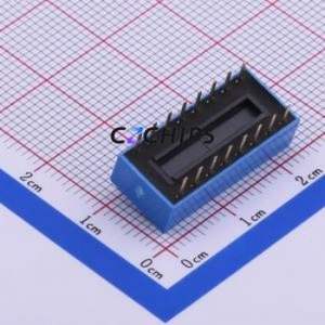 DS-08BP DIP Switch Through hole Component (THT) Switch Flat Toggle, Raised Type Single Pole Single Throw 8 2.54mm - Product Image 2