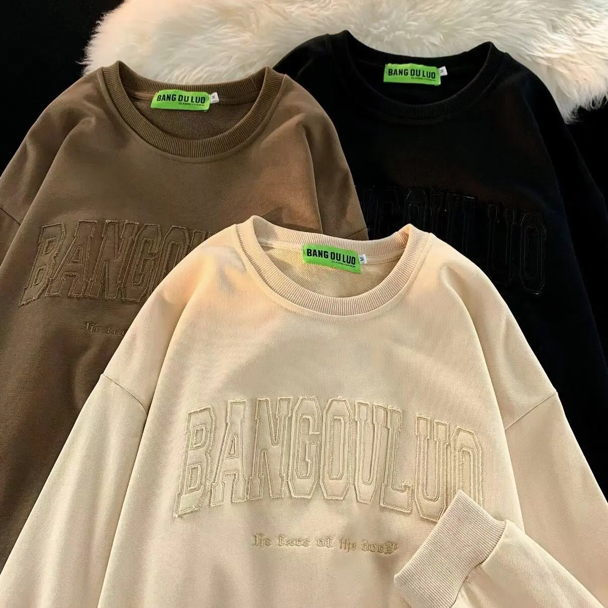 Hochwertige Damen Rundhals ausschnitt Herbst Winter Pullover Hoodie Custom Logo Bubble Print Alpha lete Damen Sweatshirt