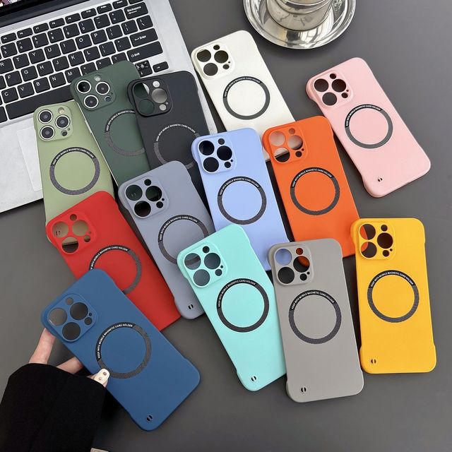 Ultra Thin Frameless Orange Phone Case for iPhone 17 Air 16 E 15 14 Plus 13 12 11 Pro Max Magnetic Wireless Charging Hard Cover