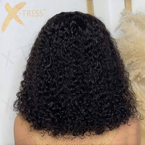 <span class=keywords><strong>Bombe</strong></span> spécial Curl perruques 200% densité sans colle Afro bouclés dentelle fermeture court Bob vague d'eau perruques cheveux humains perruque naturelle - Product Image 2