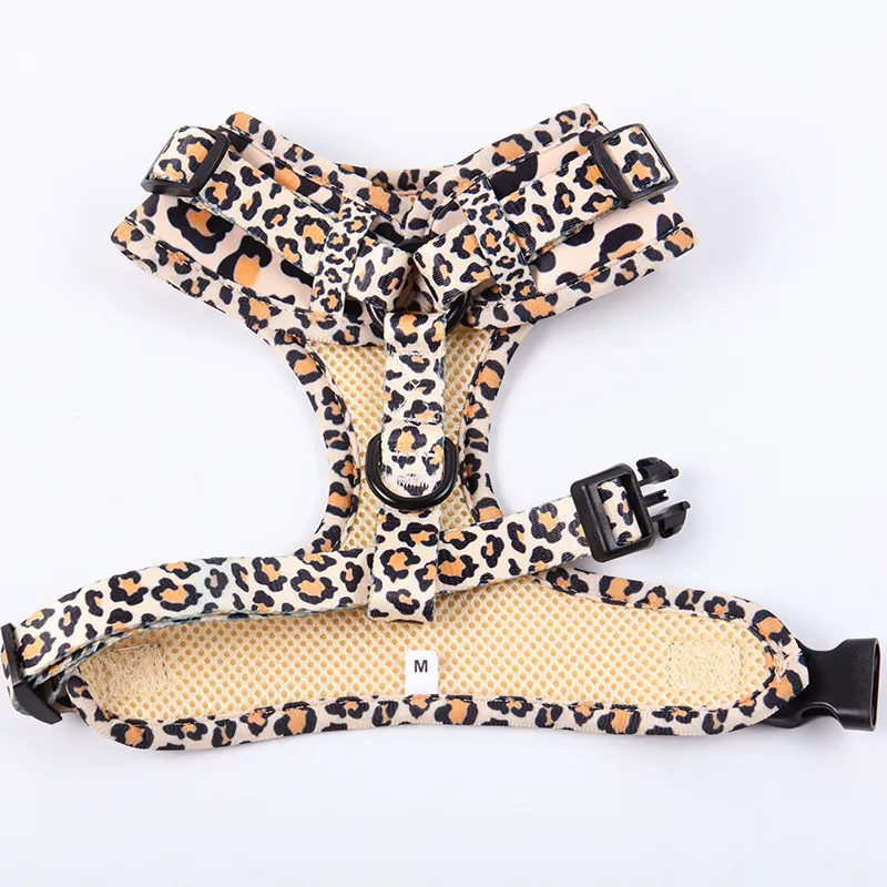 OEM cổ điển Leopard Logo Neoprene Chất liệu độn cổ áo dây xích lưới thoáng khí con chó đi bộ thiết kế har khai thác