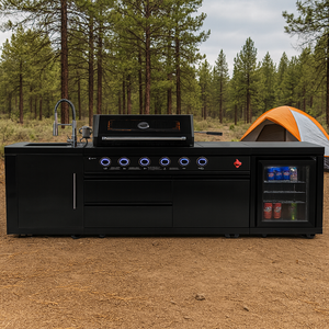 Youya Arredamento da Esterno <span class=keywords><strong>Cucina</strong></span> da Esterno in Acciaio Inox Nero Barbecue da Campeggio con Forno <span class=keywords><strong>per</strong></span> Pizza, Lavello e Griglia - Product Image 1