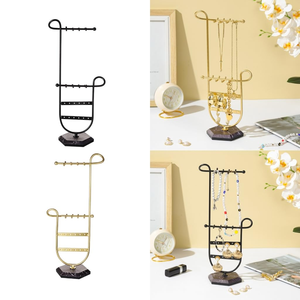 New Design Metal Jewelry Holder Fashion Necklace Bracelet <b>Earrings</b> Storage Rack Jewelry Stand Display With Marbledfinish Base - Product Image 4