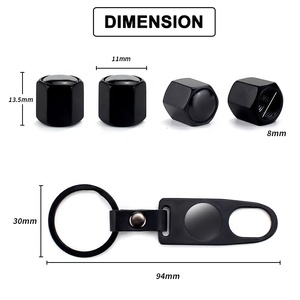 Nắp Thân Van Lốp Màu Đen Kèm Móc Chìa Khóa Vòng Chìa Khóa Cờ Lê Biểu Tượng Logo Tùy Chỉnh Nắp Thân Khí Kèm Vòng Đệm Cao Su Vòng Chữ O - Product Image 3