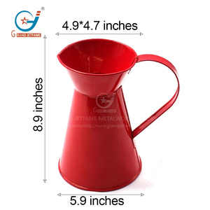 Vente directe 1.1 gallons couleurs rouges lait décoratif grande fleur de <span class=keywords><strong>zinc</strong></span> Annique métal cruche à eau forme <span class=keywords><strong>Pot</strong></span> de fleur pour la maison - Product Image 2