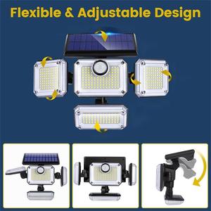 Lámpara Solar de Seguridad de Nueva Generación con 333 LED, Sensor de Movimiento, 3 Cabezales, Reflector LED para Casa, Terraza, Valla, Jardín, Patio, Garaje - Product Image 4