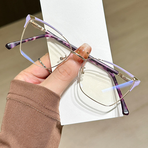 Venta caliente Blue Light Blocking Cat Eye Frame Moda Mujer Square Metal Anti Blue Light Eyeglasses Frame - Product Image 2