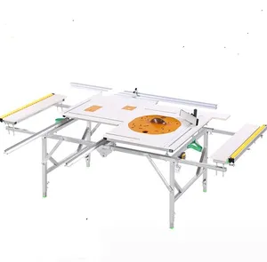 Serra de mesa multifuncional, máquina integrada de corte e vinco de poeira, serra de mesa deslizante portátil