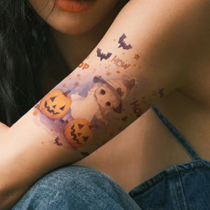 Tatuajes Temporales de Halloween, Pegatina de <span class=keywords><strong>Brazo</strong></span>, Calabaza Divertida de Halloween, Murciélago de Bruja, <span class=keywords><strong>Tatuaje</strong></span> Impermeable de Dibujos Animados PARA LA Pierna del <span class=keywords><strong>Brazo</strong></span> DE LA Niña - Product Image 3
