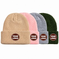Bonnet personnalisé avec votre logo, tricot côtelé, revers, chaud pour l'hiver, multicolores, unisexe, motif lettres, style vintage