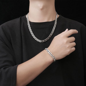 Geometric <b>Titanium</b> Steel Bracelet Unisex <b>Chain</b> Link Jewelry CE096 - Product Image 4