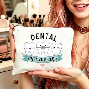 กระเป๋าใส่อุปกรณ์อาบน้ำพิมพ์ลาย Dental Checkup พร้อมซิปปิด ขนาดกะทัดรัด สำหรับเดินทาง ฟิตเนส วันเกิด ของขวัญสำหรับคุณแม่ - Product Image 2