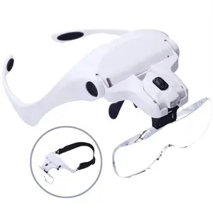 5 Kind Of Multiples Hot Selling Ajustable Headband Double LED Lamp Reading Head Wearing Glasses Magnifier