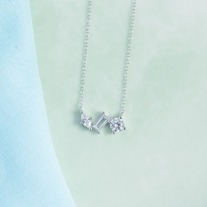 สร้อยคอโซ่ชั้นดีแบบคลาสสิกพร้อมเพชรโมอิสประกายในสไตล์เทนนิสและสีเงิน925ทึบที่สร้างขึ้นสำหรับผู้หญิงที่มีสไตล์ - Product Image 1