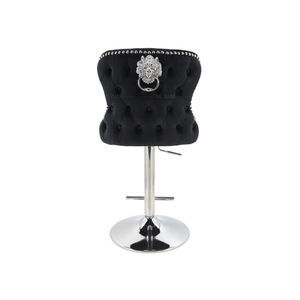 <span class=keywords><strong>Chaise</strong></span> haute rembourrée moderne en tissu de velours <span class=keywords><strong>noir</strong></span> avec boucle de traction complète dossier de tabouret <span class=keywords><strong>chaise</strong></span> haute réglable avec base de couleur argent - Product Image 5