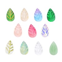 Pétalos de Cristal con Hojas Verdes y Cuentas de Cristal para Manualidades con Cuentas, Manualidades DIY, Pendientes
