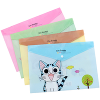 Estuche Escolar para Papelería, Diseño de Gato de Dibujos Animados, Impresión Digital, Portátil, PVC, Tamaño A4, Bolsa para Documentos Infantil, Personalizable con Marca