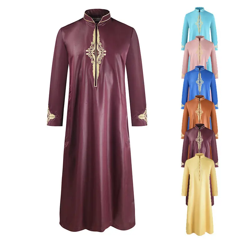 DL503 Mode Muslim Abaya Bestickte Kaftan Roben Naher Osten Langarm Herren Robe