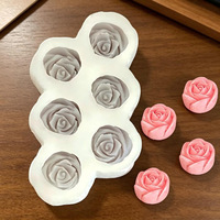 Moule en silicone 6 cellules en forme de rose pour mini-bouquet, idéal pour bougies d'aromathérapie, bonbons gélifiés, gâteaux - Fabriqué en Chine
