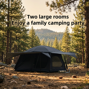 Tente pliante ultralégère d'extérieur à grand espace, double étage, pour camping familial avec protection solaire, toutes saisons, en fibre de verre - Product Image 2