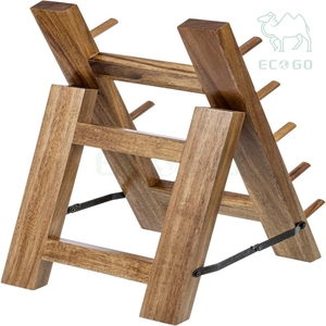 Support de rangement pliable en bois d'acacia pour couteaux de boucher, séchoir à couteaux de cuisine - Product Image 3