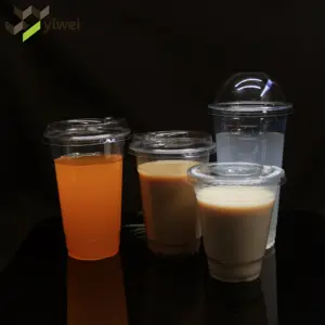 Take Away 5 6 7 8 9 10 12 14 16 20 24 32oz PET Cold Beverage Cup With Lid Transparent Disposable Plastic Juice Milk Tea Cup