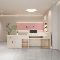 Mueble de Recepción Personalizado para Salón de Belleza con Iluminación LED para Peluquería, Tienda de Cosméticos, Diseño de Tienda Completa