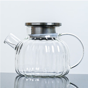 Théière en verre avec couvercle en bois, design côtelé, pichet à eau froide pour le thé aux fruits, idéal pour les fêtes - Product Image 4