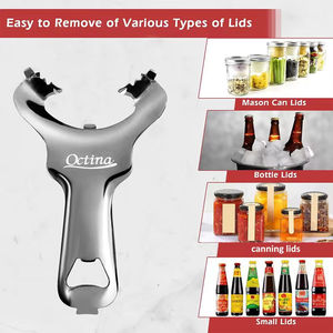 Ouvre-bouteille et ouvre-boîte manuel multifonction en acier inoxydable robuste, sans abîmation, pour couvercles de conserves et diverses bouteilles - Product Image 1