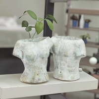 Pot de fleurs Lianda en ciment, torse féminin vieilli, écologique, minimaliste, fait main, moderne, mini bonsaï, créatif, pour jardin extérieur