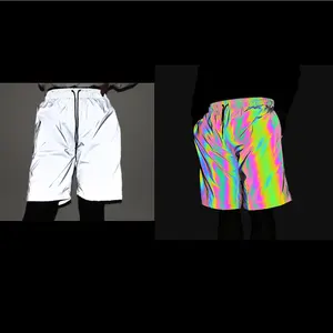 Trung Quốc Nhà Máy Tùy Chỉnh Ánh Sáng Cao Breathable Cầu Vồng Phản Quang An Toàn Quần Short Bãi Biển Và Người Đàn Ông Quần Với Lưới Lót Cho Chạy