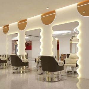 Muebles Modernos Blancos para Salón de Barbería, Silla de Peluquería y Espejo, Interior de Estudio de Belleza Comercial - Product Image 4