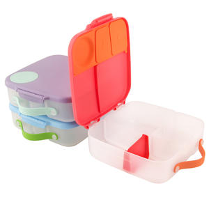 食品グレードプラスチック製ランチコンテナ 大容量 4仕切り トラベルフードコンテナ 学校 学生 弁当箱 再利用可能 - Product Image 5