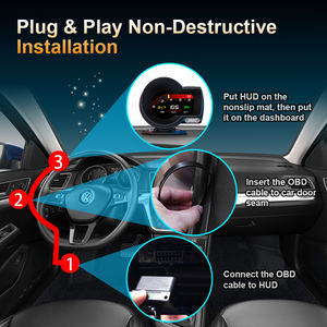 Multi função Auto calibre F8 Automotive HUD Head Up Display Carro Velocímetro OBD2 + GPS Gauge hud - Product Image 5