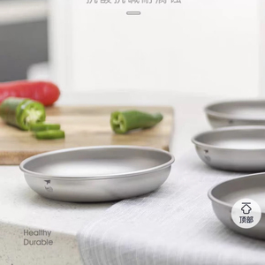 Assiette ronde en titane ultralégère portable avec logo personnalisé pour le camping, l'escalade, le barbecue, la randonnée et les pique-niques - Product Image 4