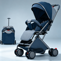 Poussette bébé en acier inoxydable de haute qualité, pliable, utilisable en extérieur, pour les enfants de 0 à 6 ans, avec position assise ou inclinée.