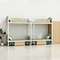 Lits superposés en métal modernes à deux étages pour dortoir scolaire, hôpital, hôtel ou appartement, meubles polyvalents avec armoire