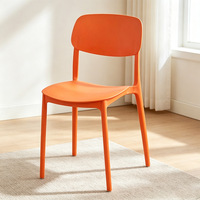 Fauteuil pouf commercial en plastique épaissi à dossier moyen, dossier en PP, design moderne et minimaliste, multicolore, pour la maison et la restauration