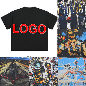 Camiseta de Alta Calidad 100% Algodón, Estilo Urbano, Holgada, para Hombre, Manga Corta, Casual, Vintage, Estampada - Product Image 1