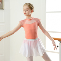 Justaucorps de ballet en dentelle blanche avec jupe, tenue de gymnastique, robe de danse classique pour filles