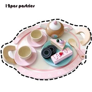 Nuovo arrivo felice giocattoli da cucina educativo per la cottura del legno Set da tè <span class=keywords><strong>con</strong></span> vassoio per i bambini - Product Image 2