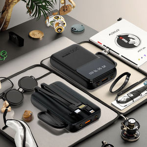 Portable 10000mAh Power Bank with Built-In Cable ABS Mini Material for Promotions