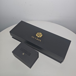 Luxe à la mode noir foncé et or Logo impression mat laminé cadeaux d'<span class=keywords><strong>anniversaire</strong></span> et bijoux boucles d'oreilles Gifs boîte avec couvercle - Product Image 4