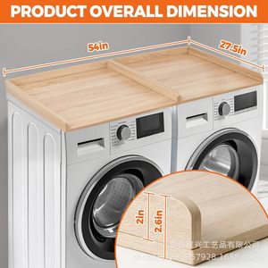 Étagère de rangement en bois pour machine à laver 54x27,5 pouces, support multifonctionnel pour détergent à lessive pour sèche-linge et lave-linge - Product Image 1